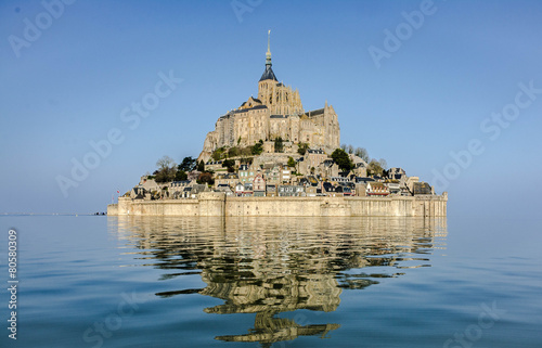 Fotografie, Obraz Le Mont Saint Michel à Marée haute