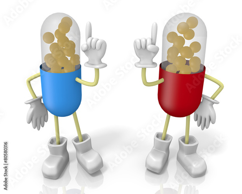 二人のカプセル薬キャラクター Stock Illustration Adobe Stock