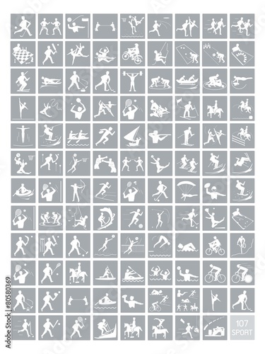 A Set of Gray and White Sport Icons