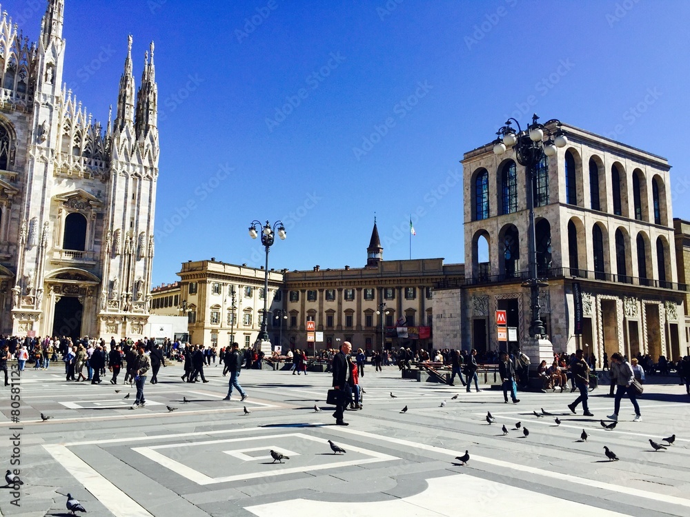 Obraz premium Milano, Piazza Duomo - Palazzo Reale ed Arengario