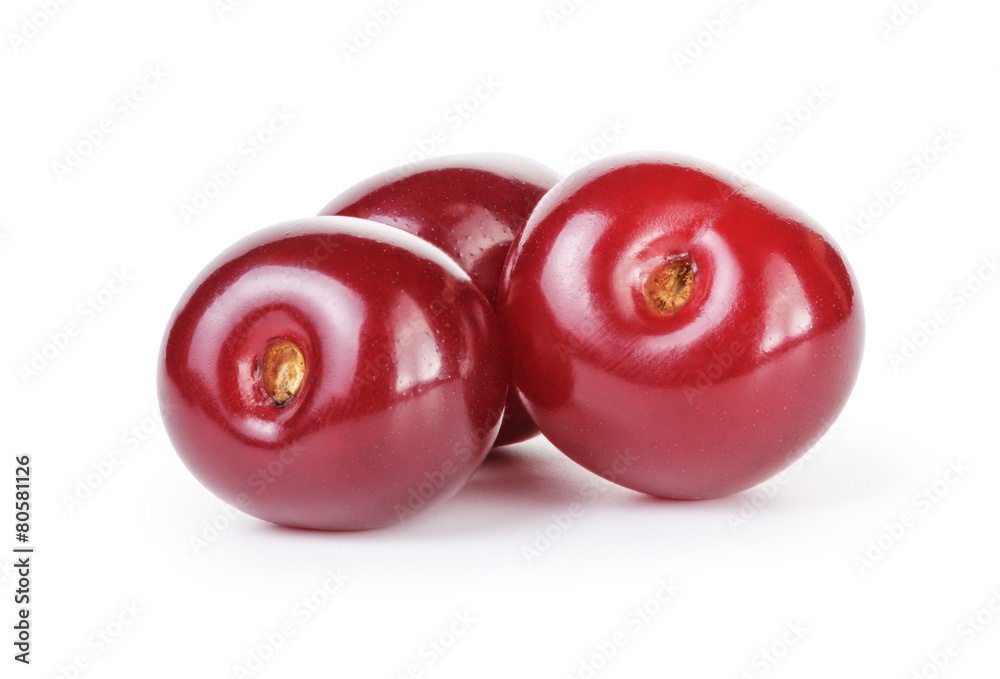 ripe clean cherries isolated on white ripe clean cherries isolated on white