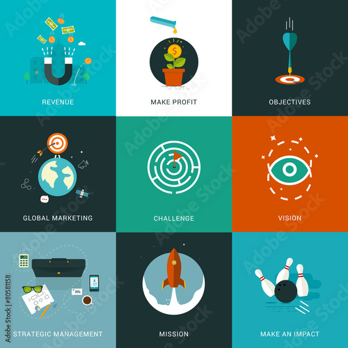 Flat designed business concepts
