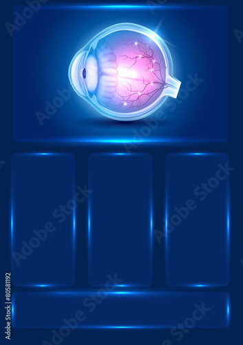 Human eye vision, abstract blue illustration
