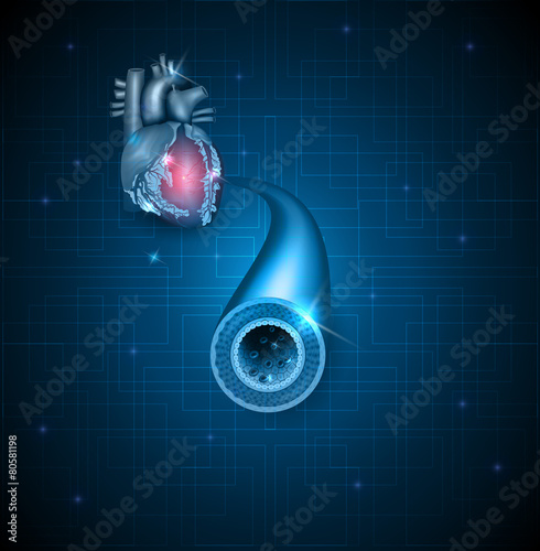Human artery and heart abstract blue background