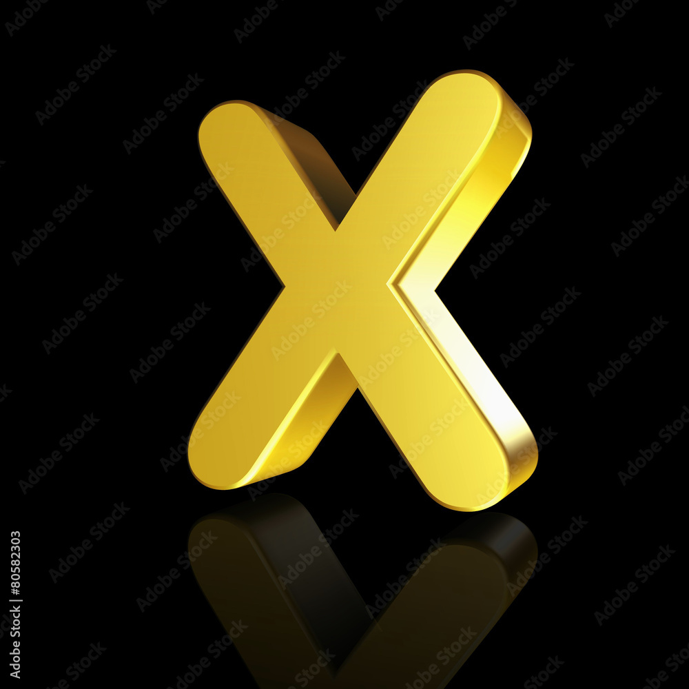 Obraz premium Gold letter X in 3D