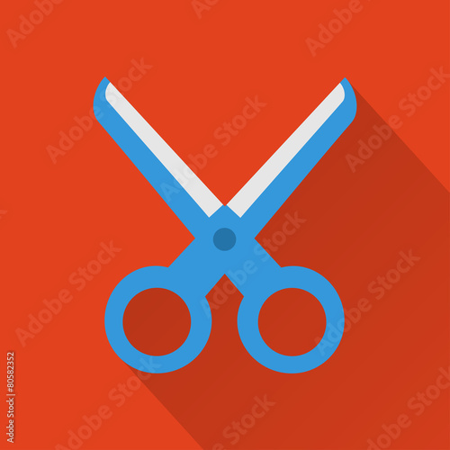 Scissors,modern flat icon with long shadow