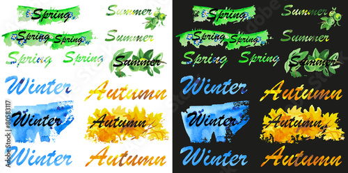 watercolor seasons on black
