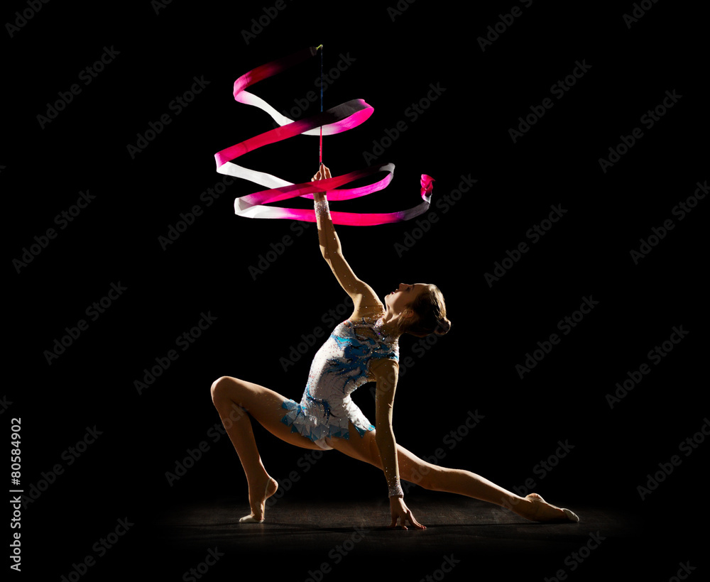 Fototapeta premium Young girl engaged art gymnastic