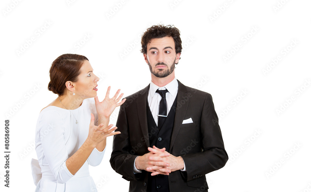 Mad wife demanding explanations from her husband Mad wife demanding explanations from her husband
