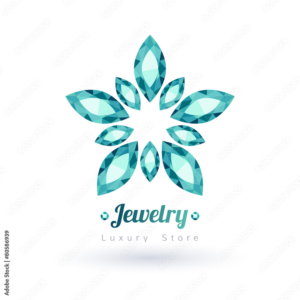 Green gemstones jewelry symbol. Star shape. Green gemstones jewelry symbol. Star shape.