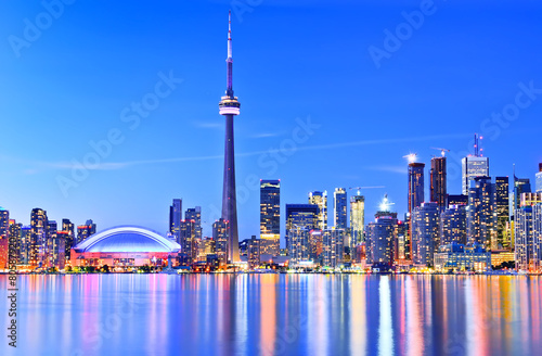 Panorama of Toronto skyline in Ontario, Canada.
