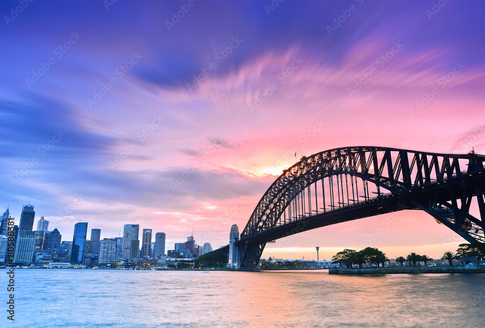 Fototapeta premium Sydney Harbour Panorama o zmierzchu