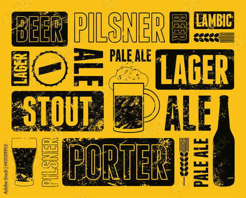 Typographic retro grunge beer poster. Vector illustration.