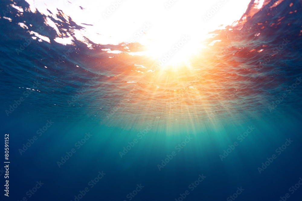 Naklejka premium Morze ze słońcem