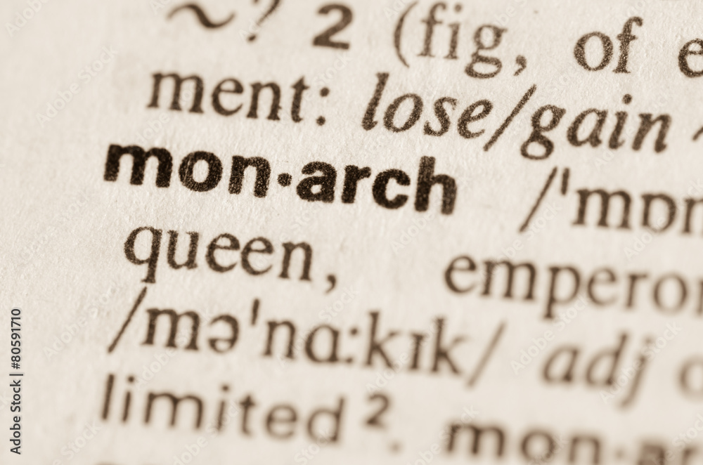 Fototapeta premium Dictionary definition of word monarch