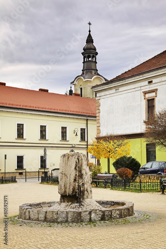 Fountain on square of May 3 in Nowy Sacz. Poland photo