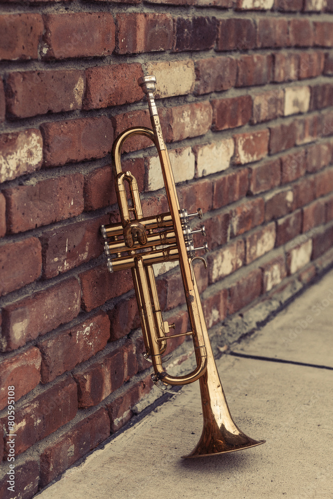 Fototapeta premium Old Trumpet Brick Wall
