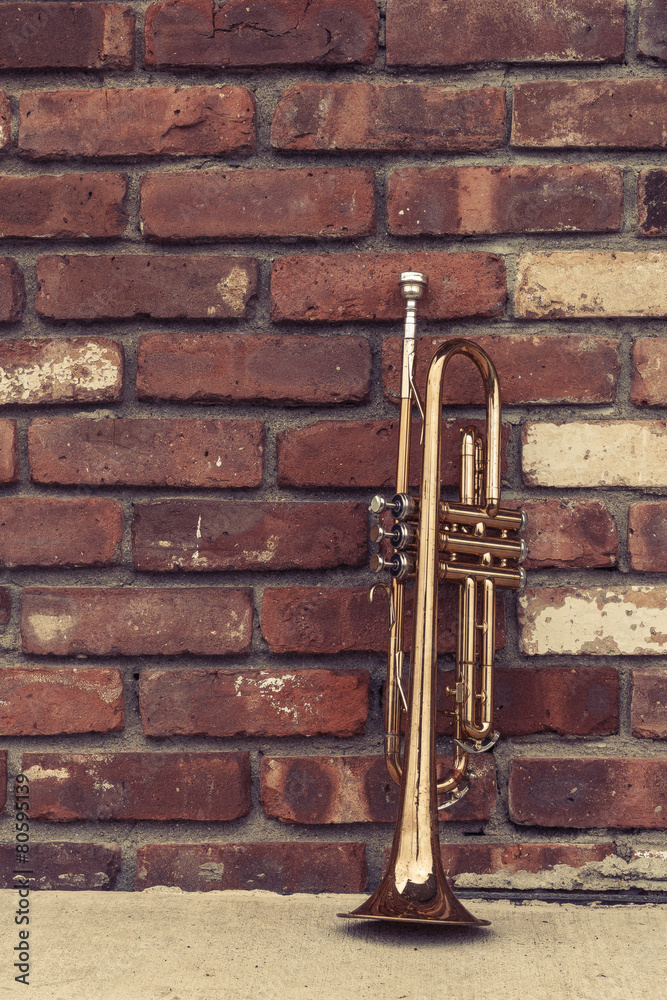 Obraz premium Old Trumpet Brick Wall