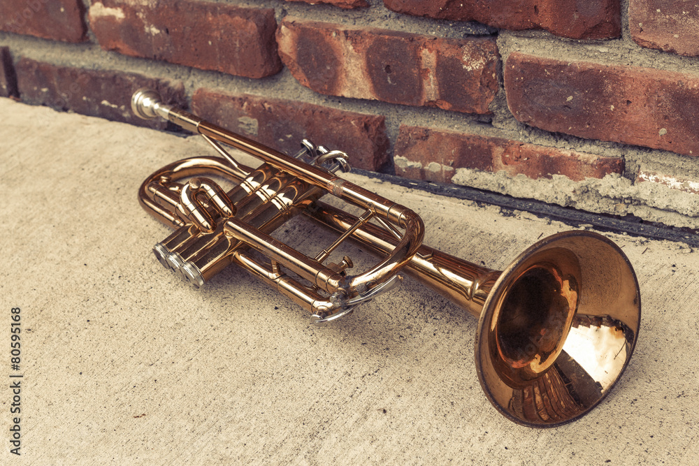 Fototapeta premium Old Trumpet Brick Wall