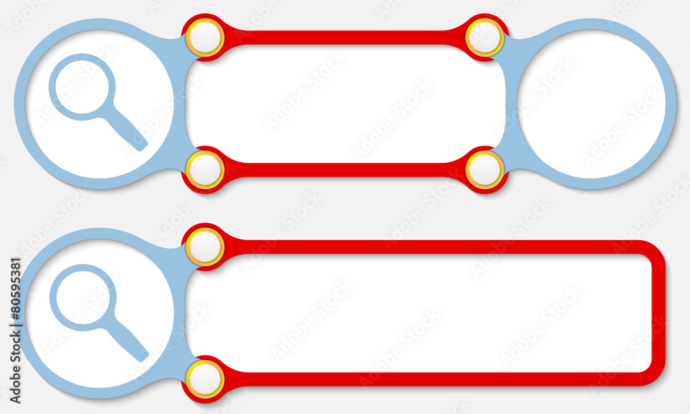 Two vector abstract frames for your text and magnifier Two vector abstract frames for your text and magnifier