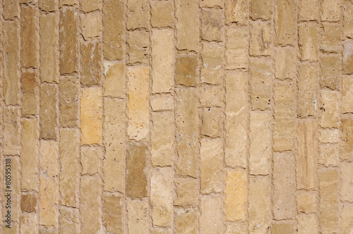 Brown stone vertical slabs on wall