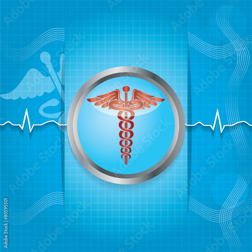 Abstract medical background with caduceus medical symbol.