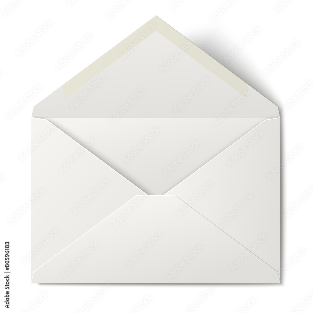 White opened envelope isolated on white background White opened envelope isolated on white background