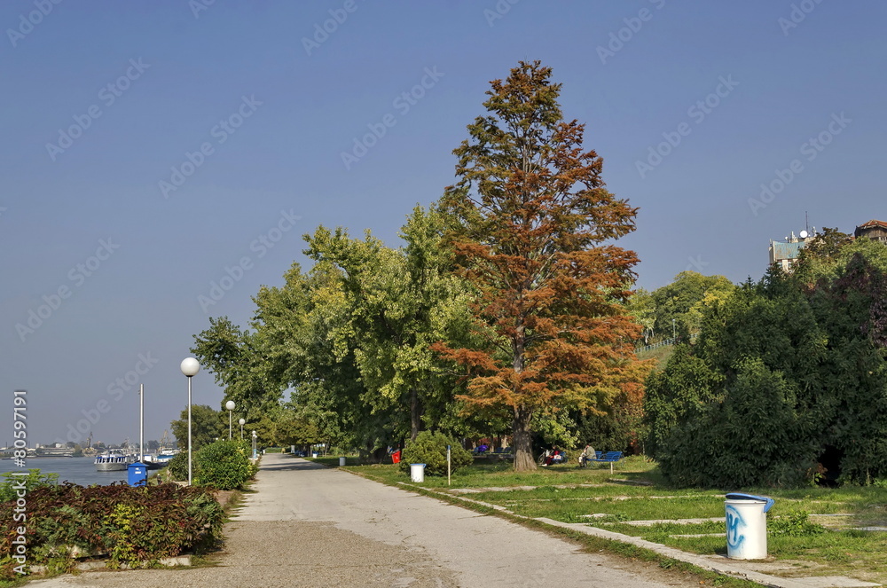 Riverside park in Ruse town along river Danube