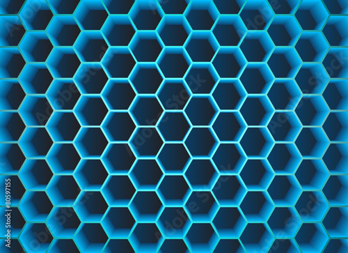 Blue 3D hexagons background