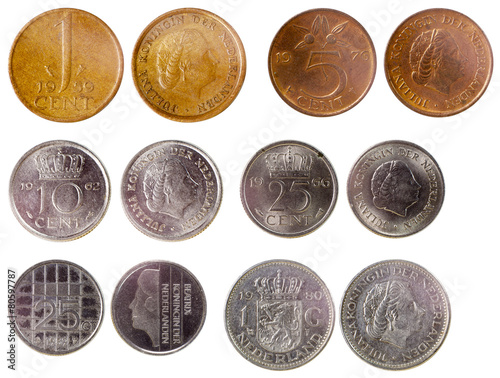 different old coins of netherlands photo