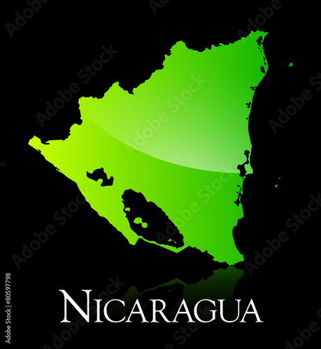 Nicaragua green shiny map