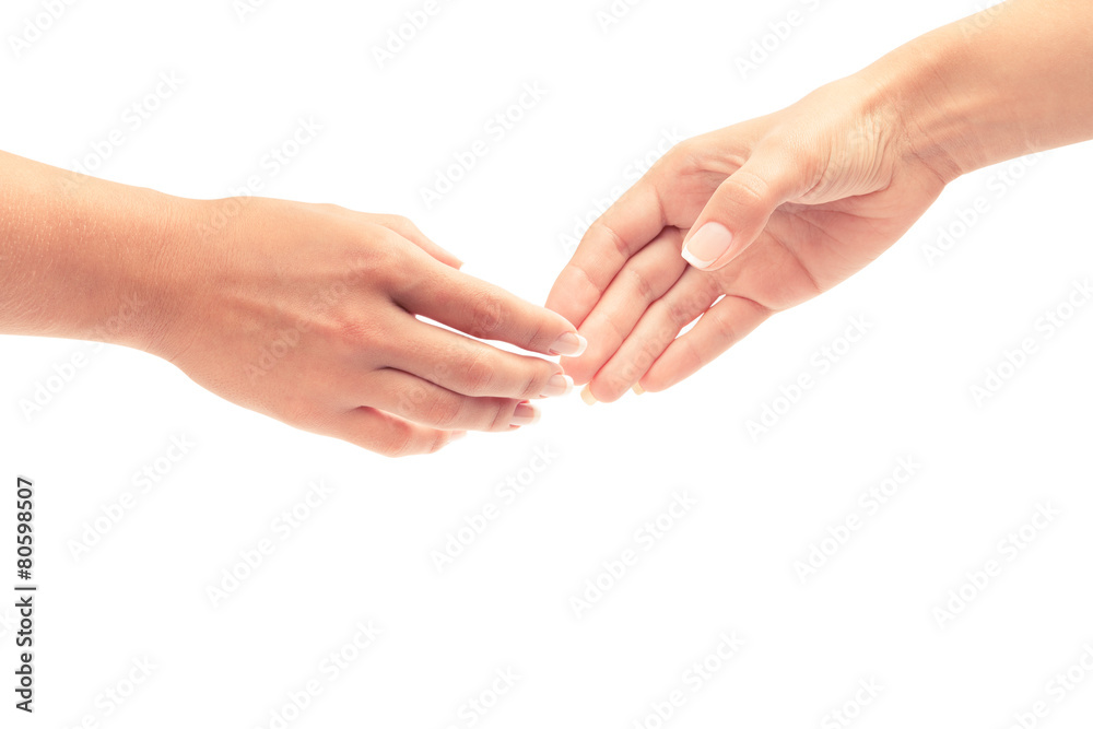 Two hands isolated on a white background