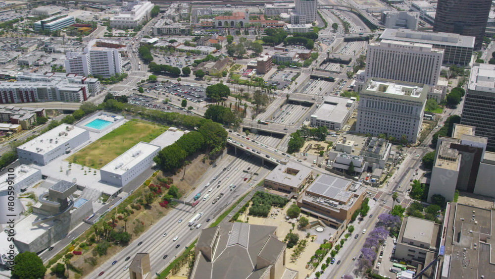 Aerial view of Los Angeles California road highways Aerial view of Los Angeles California road highways
