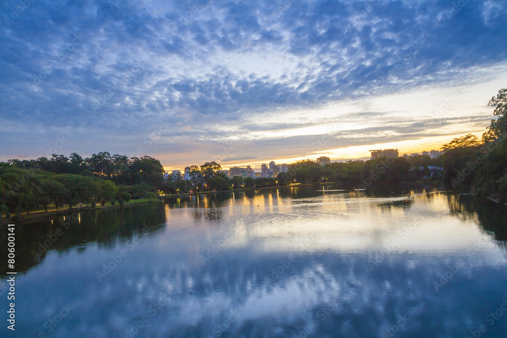 Pond at Ibirapuera park in Sao Paulo, Brazil