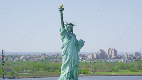 Aerial view of  Statue of Liberty, New York City
