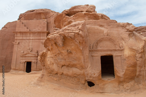 Nabatean tombs in Madaîn Saleh archeological site, Saudi Arabia photo