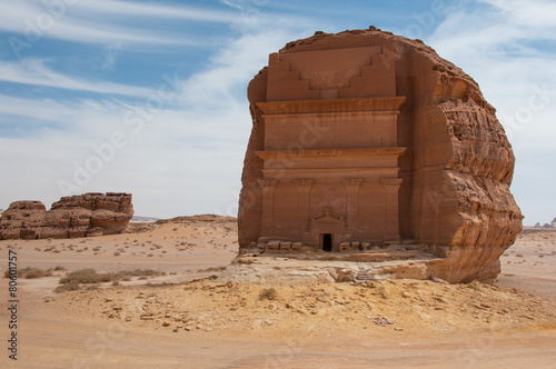 Nabatean tomb in Madaîn Saleh archeological site, Saudi Arabia photo