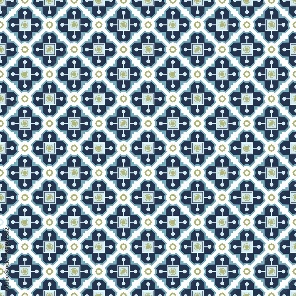 Vintage dark blue and green colors seamless pattern