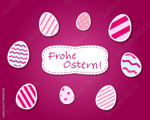 Easter greeting card with easter eggs - pink