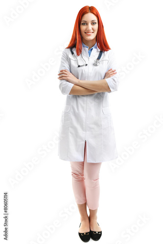 Young beautiful doctor isol...