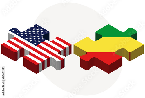 USA and Republic of the Congo Flags in puzzle
