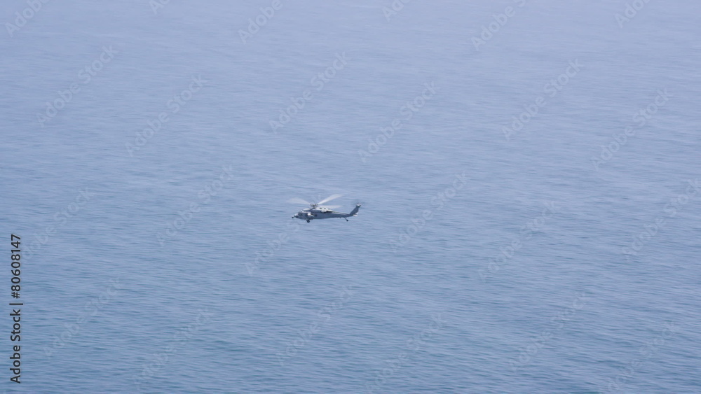 Aerial view of helicopter over the Pacific Ocean Aerial view of helicopter over the Pacific Ocean