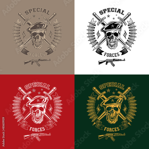 Special forces monochrome emblems