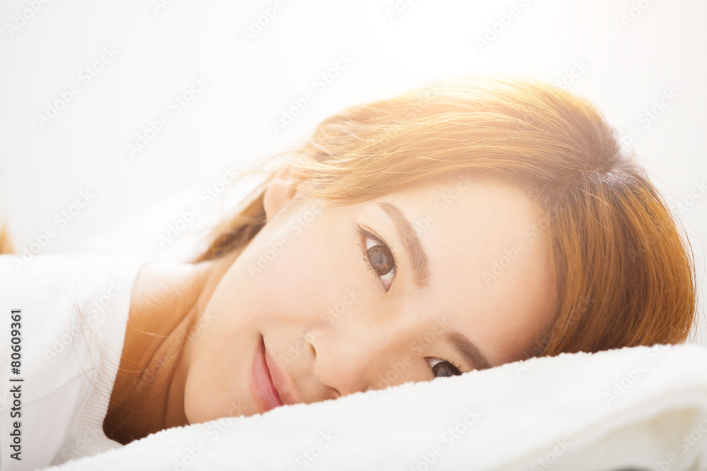 Attractive young beautiful Woman Waking Up In Bed Attractive young beautiful Woman Waking Up In Bed