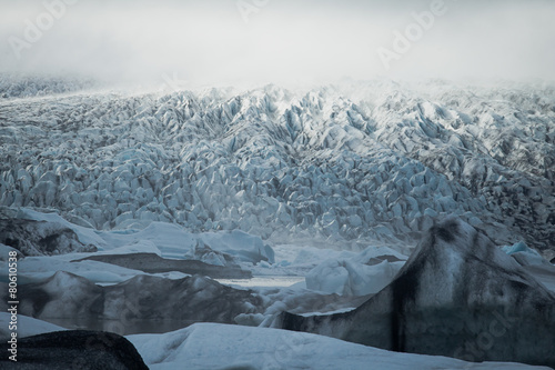 Beautiful cold landscape picture of icelandic glacier lagoon bay photo