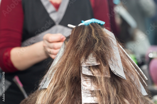 hair coloring in a beauty salon