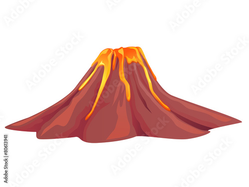 Volcano flowing with hot molten lava vector image
