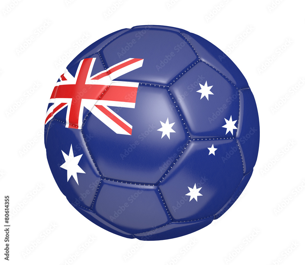 Soccer ball, or football, with the country flag of Australia Soccer ball, or football, with the country flag of Australia