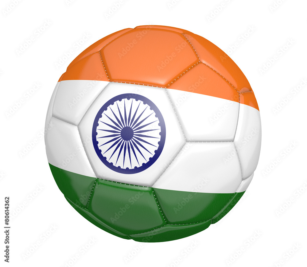 Fototapeta premium Soccer ball, or football, with the country flag of India