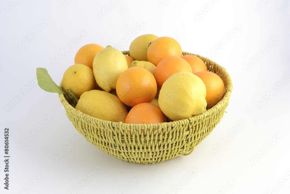 citrus basket with oranges and lemons